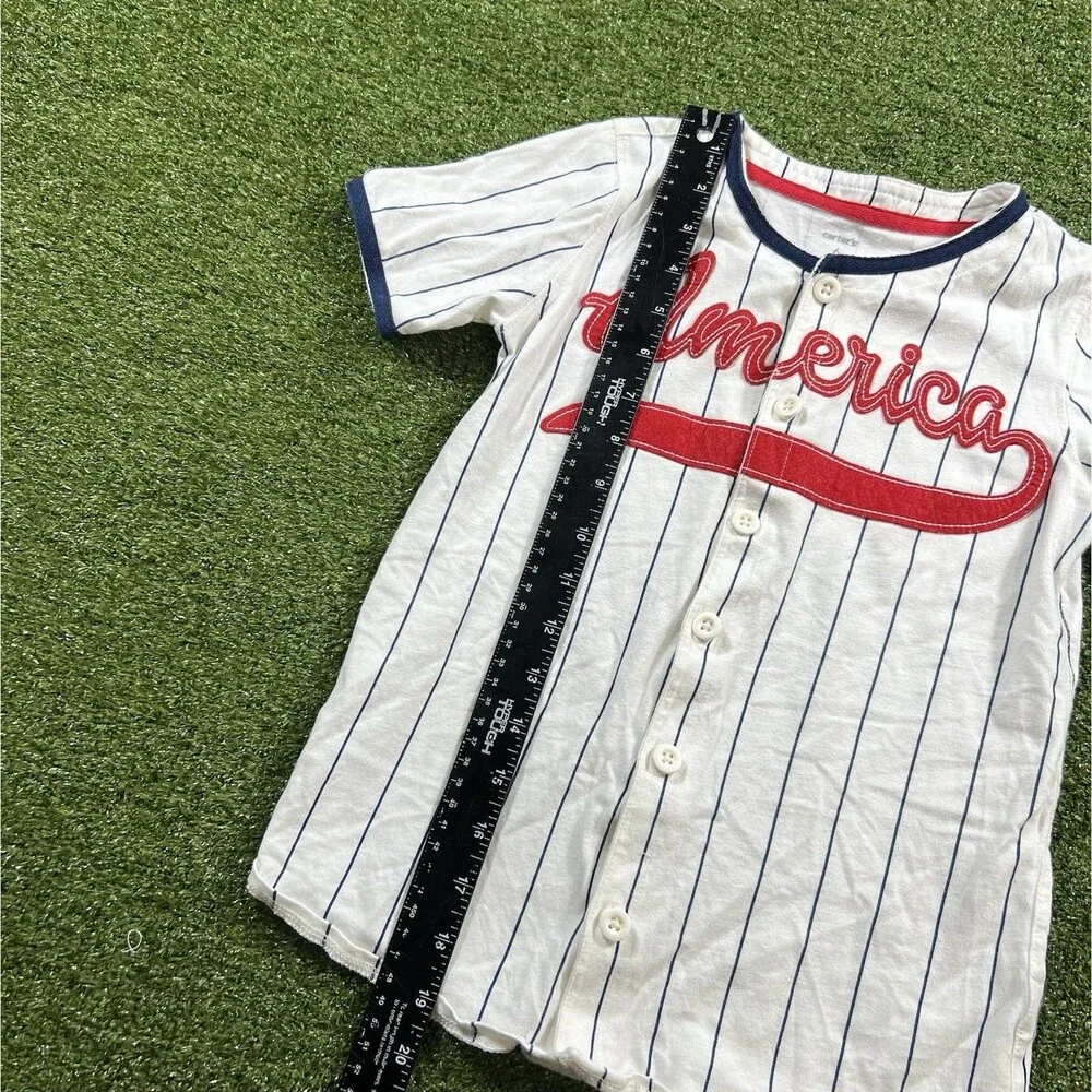 Carter's Toddler Boy America Pinstripe Baseball Jersey Shirt Size 6